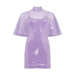 David Koma Draped Sleeve Mini Sequin Dress In Lilac