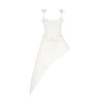 David Koma Lace Flower Corset Asymmetric Midi Dress