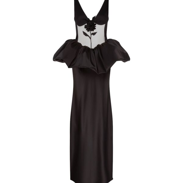 David Koma Lace Rose And Puff Skirt Detail Gown