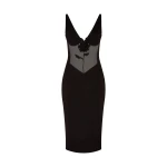 David Koma Lace Rose And Tulle Insert Midi Dress