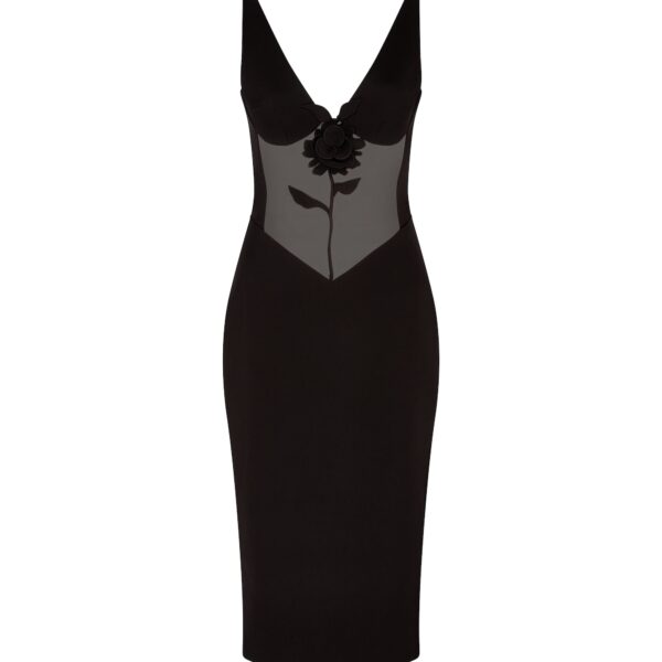 David Koma Lace Rose And Tulle Insert Midi Dress
