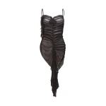 David Koma Lace Rose Asymmetric Ruched Top