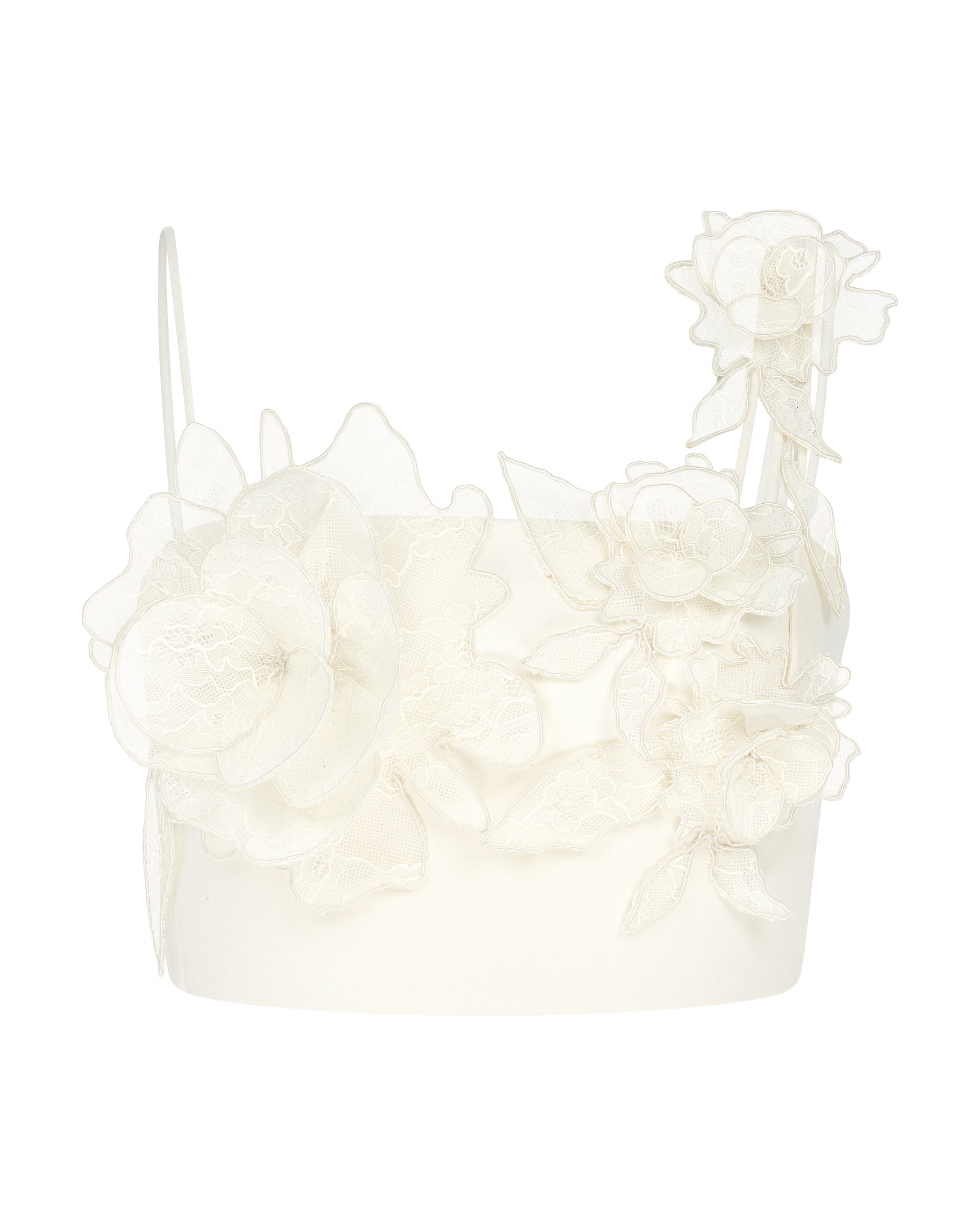 David Koma Lace Rose Embroidered Crop Top