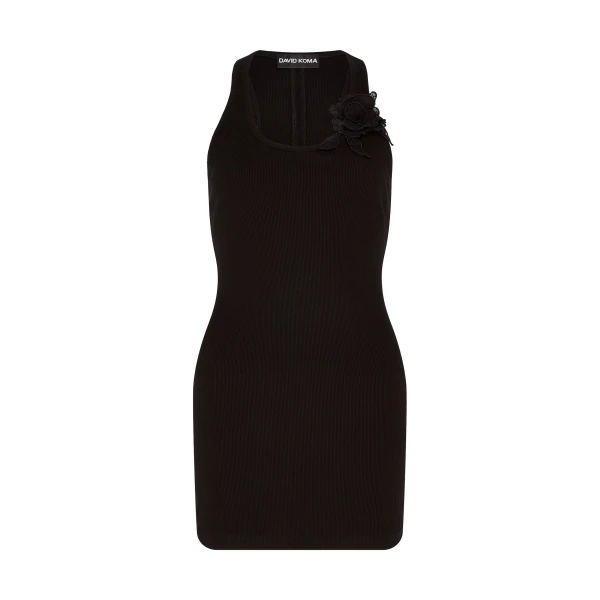 David Koma Lace Rose Embroidered Tank Mini Dress