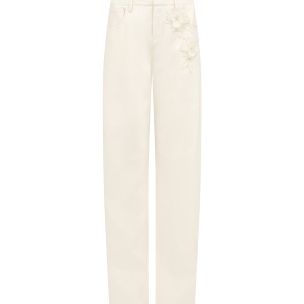 David Koma Lace Rose Embroidered Trousers In White