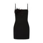 David Koma Lace Rose Strappy Mini Dress In Black