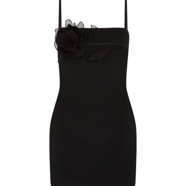David Koma Lace Rose Strappy Mini Dress In Black