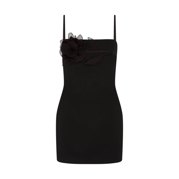 David Koma Lace Rose Strappy Mini Dress In Black