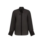 David Koma Organza Shirt With Lace Rose In Black