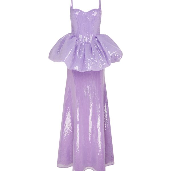 David Koma Peplum Detail Sequin Gown