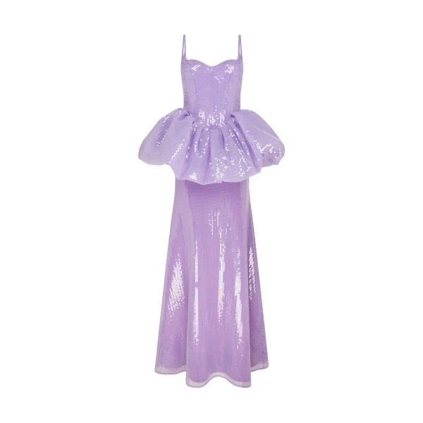 David Koma Peplum Detail Sequin Gown
