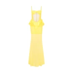 David Koma Peplum Lace Gown In Yellow