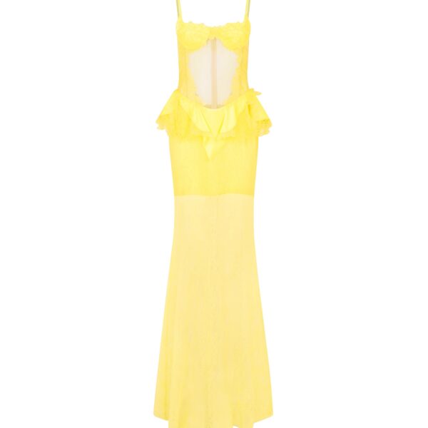 David Koma Peplum Lace Gown In Yellow