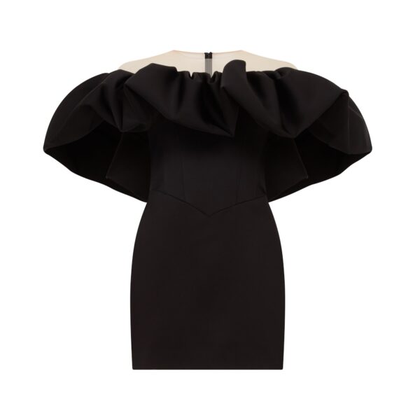 David Koma Puff Top Detail Satin Mini Dress