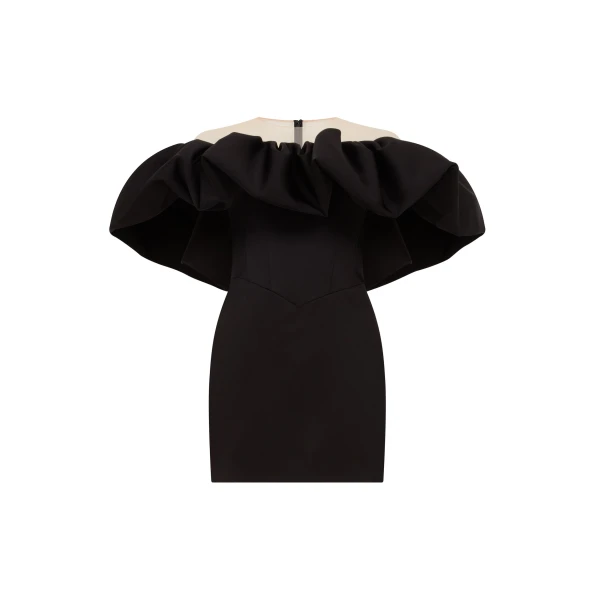 David Koma Puff Top Detail Satin Mini Dress