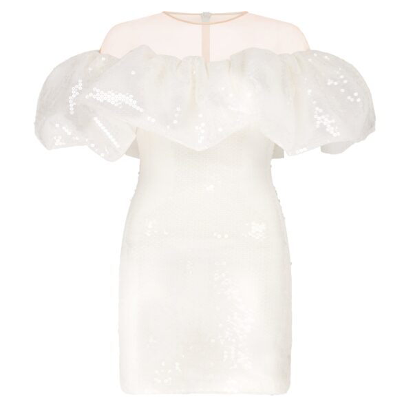 David Koma Puff Top Detail Sequin Mini Dress