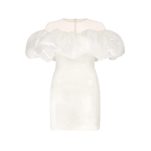 David Koma Puff Top Detail Sequin Mini Dress