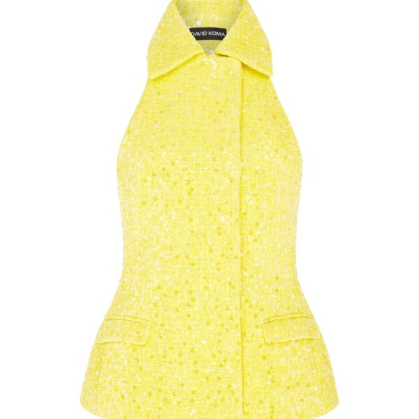 David Koma Sequin Boucle Tailored Vest Top