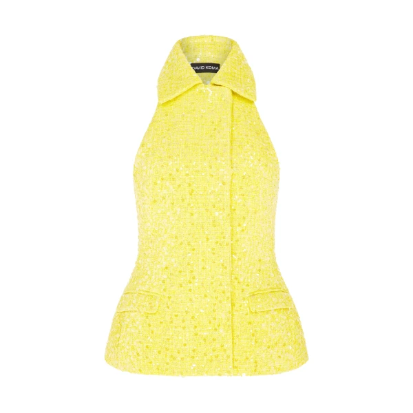 David Koma Sequin Boucle Tailored Vest Top