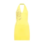David Koma Silver Flower Halter Mini Dress