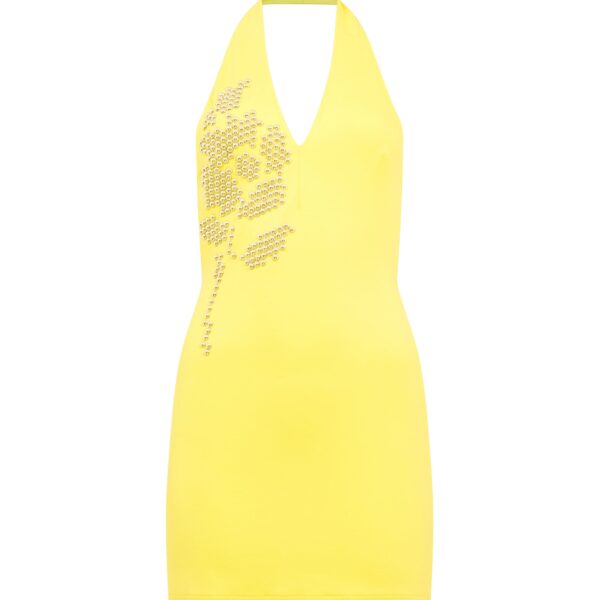 David Koma Silver Flower Halter Mini Dress