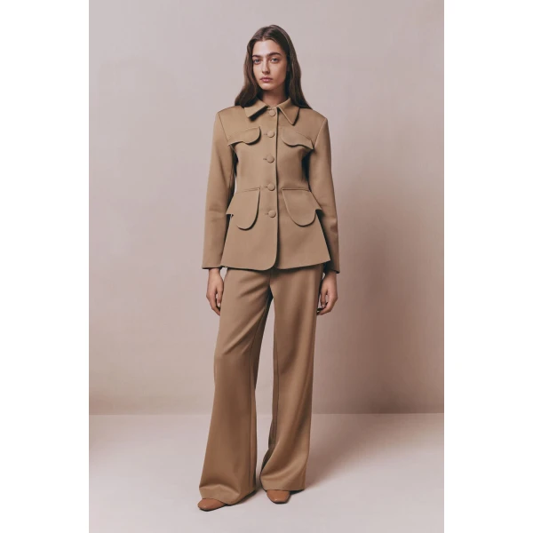 Destree Beige utility button-front jacket - Destree - Graphic Parisian Fashion - Shop at Coveti