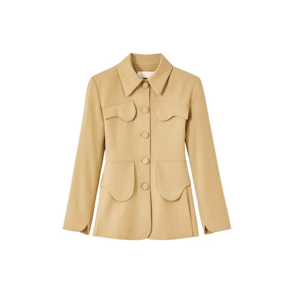 Destree Beige utility button-front jacket - Destree - Graphic Parisian Fashion - Shop at Coveti