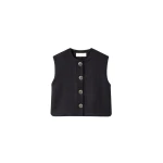 Destree Black buttoned virgin wool sleeveless vest - Destree - Graphic Parisian Fashion - Shop at Coveti