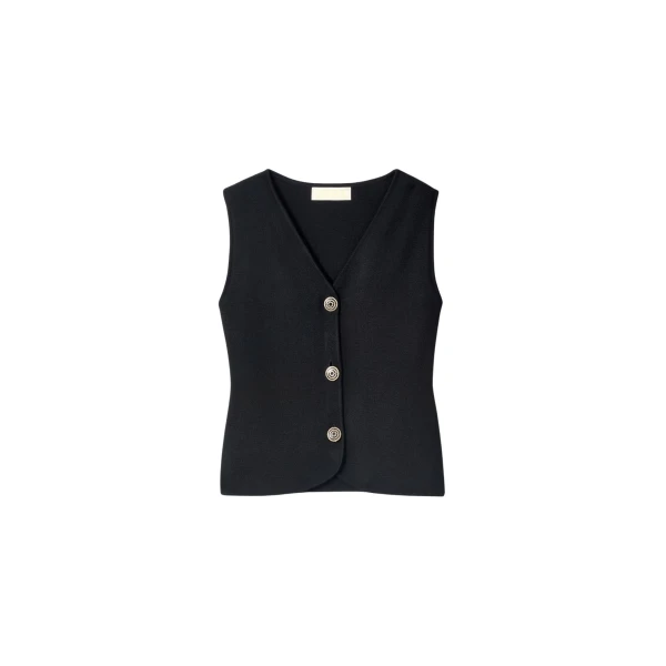 Destree Black merino wool vest - Destree - Graphic Parisian Fashion - Shop at Coveti