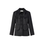 Destree Black utility button-front jacket - Destree - Graphic Parisian Fashion - Shop at Coveti