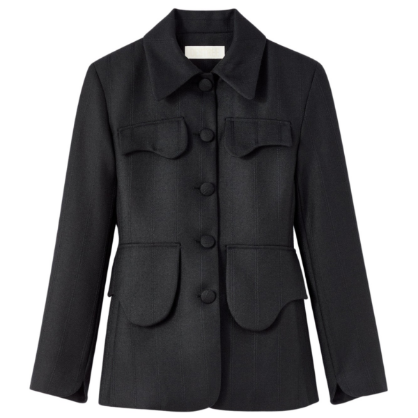 Destree Black utility button-front jacket - Destree - Graphic Parisian Fashion - Shop at Coveti