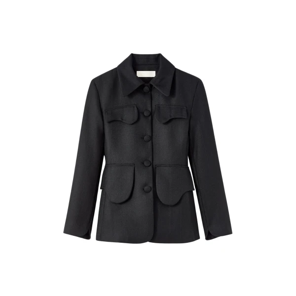 Destree Black utility button-front jacket - Destree - Graphic Parisian Fashion - Shop at Coveti