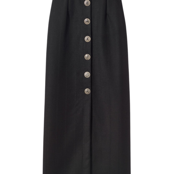 Destree Black virgin wool long skirt with refined buttons - Destree - Graphic Parisian Fashion - Shop at Coveti