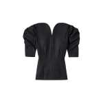 Destree Black virgin wool sculptural top with puffed sleeves - Destree - Graphic Parisian Fashion - Shop at Coveti