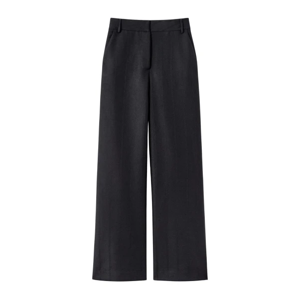 Destree Black wool wide-leg trousers - Destree - Graphic Parisian Fashion - Shop at Coveti