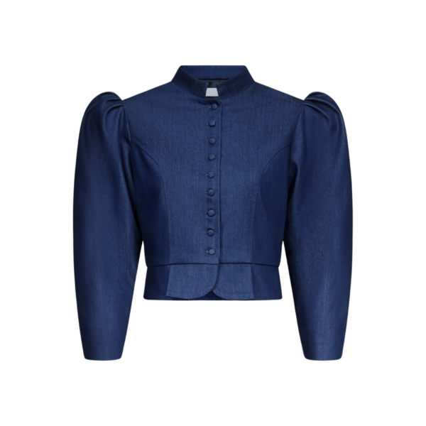Destree Blue denim puff sleeve jacket - Destree - Graphic Parisian Fashion - Shop at Coveti