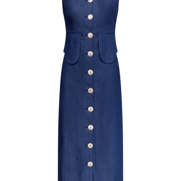Destree Blue denim sleeveless midi dress - Destree - Graphic Parisian Fashion - Shop at Coveti