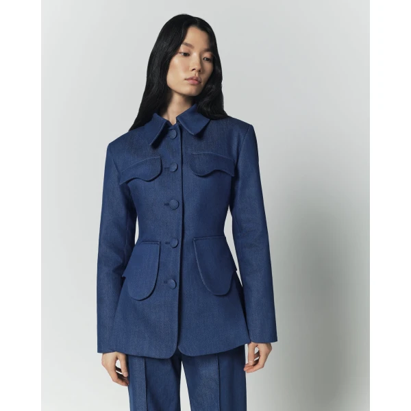 Destree Blue denim utility button-front jacket - Destree - Graphic Parisian Fashion - Shop at Coveti
