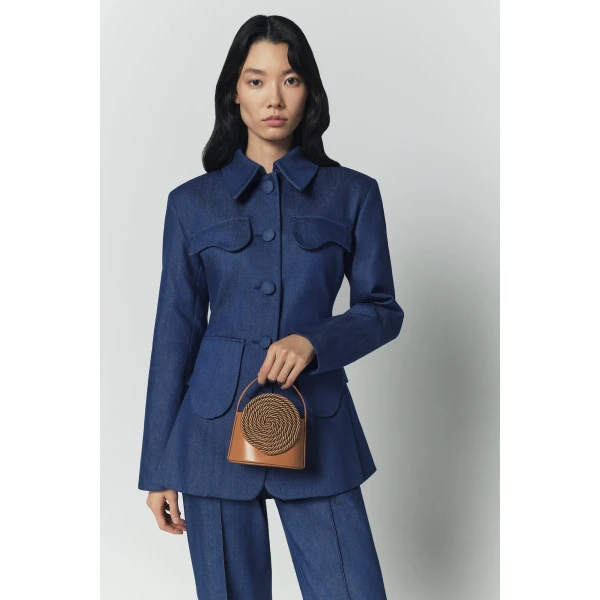 Destree Blue denim utility button-front jacket - Destree - Graphic Parisian Fashion - Shop at Coveti
