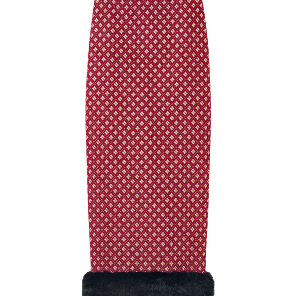 Destree Burgundy & gold jacquard skirt with faux fur trim - Destree - Graphic Parisian Fashion - Shop at Coveti