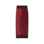 Destree Burgundy midi skirt with embroidered details - Destree - Graphic Parisian Fashion - Shop at Coveti