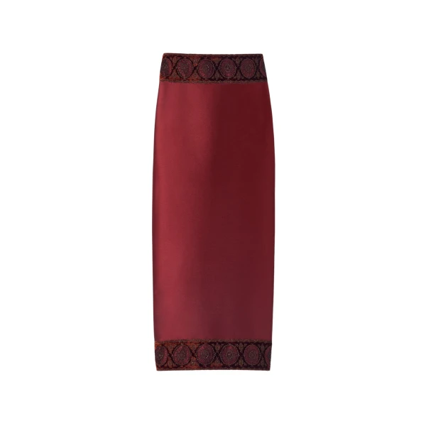 Destree Burgundy midi skirt with embroidered details - Destree - Graphic Parisian Fashion - Shop at Coveti