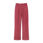 Destree Burgundy straight pants with golden details - Destree - Graphic Parisian Fashion - Shop at Coveti
