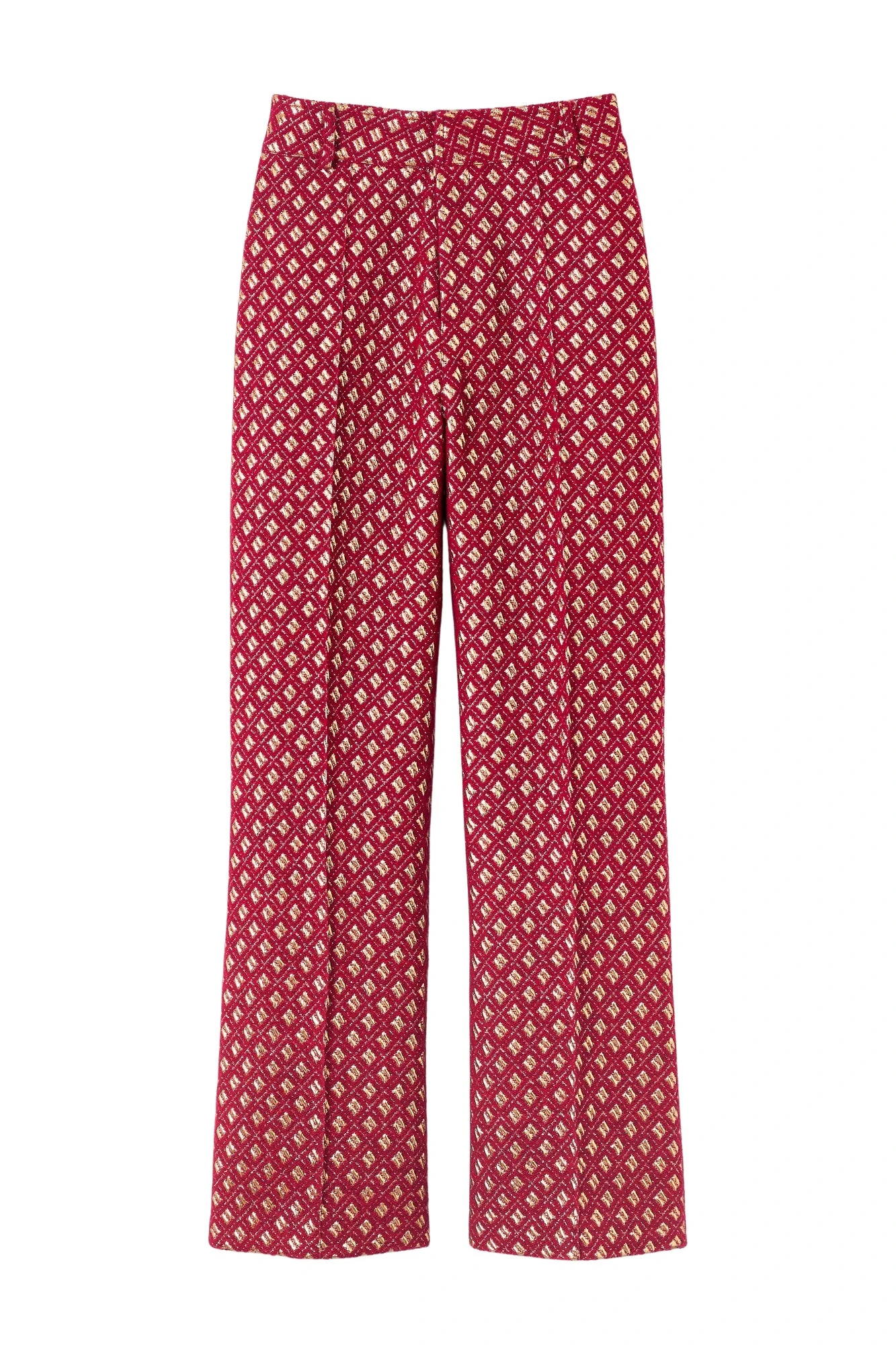 Destree-Burgundy-straight-pants-with-golden-details39719_nobg Destree Burgundy straight pants with golden details - Destree - Graphic Parisian Fashion - Shop at Coveti