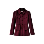 Destree Burgundy velvet utility button-front jacket - Destree - Graphic Parisian Fashion - Shop at Coveti