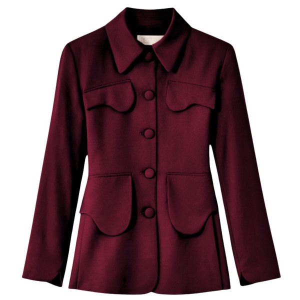 Destree Burgundy velvet utility button-front jacket - Destree - Graphic Parisian Fashion - Shop at Coveti