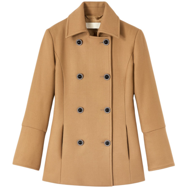 Destree Camel double-breasted virgin wool coat - Destree - Graphic Parisian Fashion - Shop at Coveti