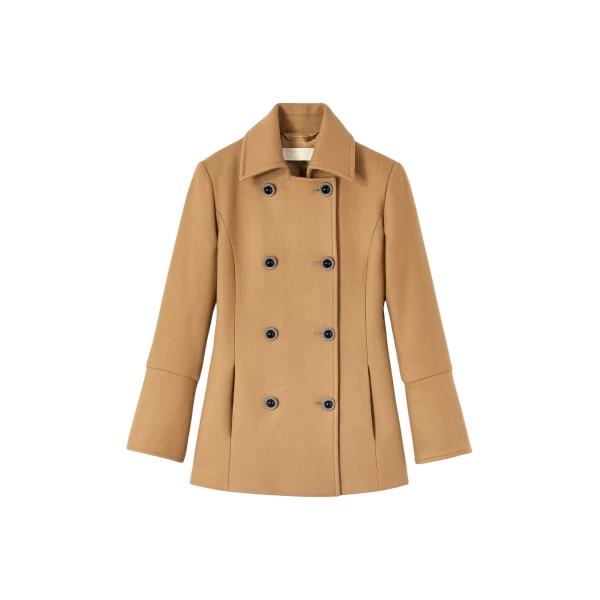 Destree Camel double-breasted virgin wool coat - Destree - Graphic Parisian Fashion - Shop at Coveti