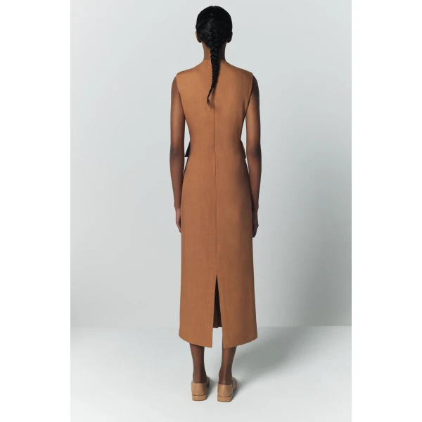 Destree Camel sleeveless midi dress - Destree - Graphic Parisian Fashion - Shop at Coveti