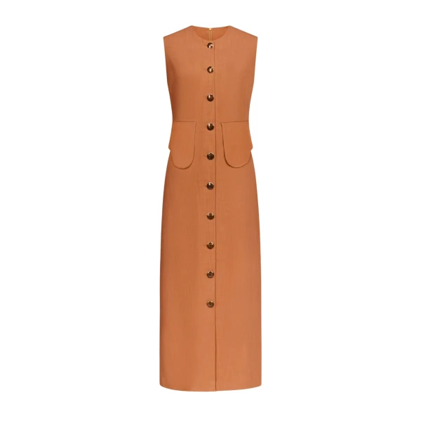 Destree Camel sleeveless midi dress - Destree - Graphic Parisian Fashion - Shop at Coveti